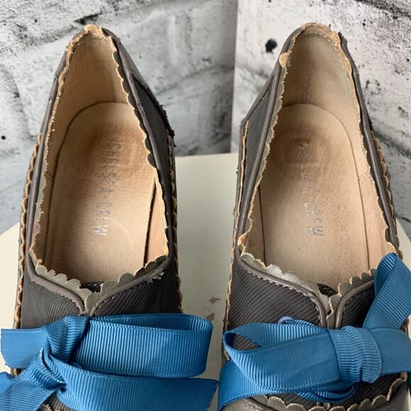 Chelsea Crew Madison Retro Oxford Shoes Grey Leather Whimsigoth Pump - Picture 5 of 10